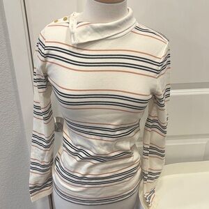 NWT J. Crew Cream, Tan and Black Striped Top